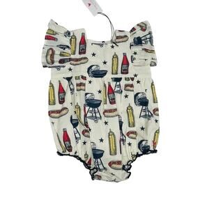 NWT Pink Chicken 0/3M Baby Elsie Bubble in Grillin Out